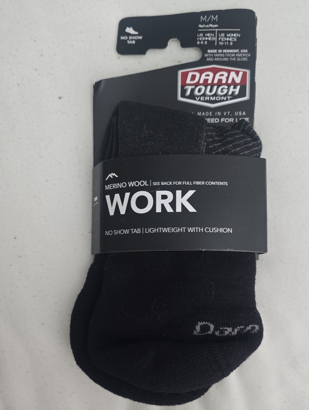 Darn Tough Men's Steely No Show Tab Lightweight Work Socks - M